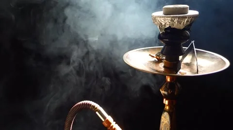 Hookah and smoke black background Stock Footage 49163904