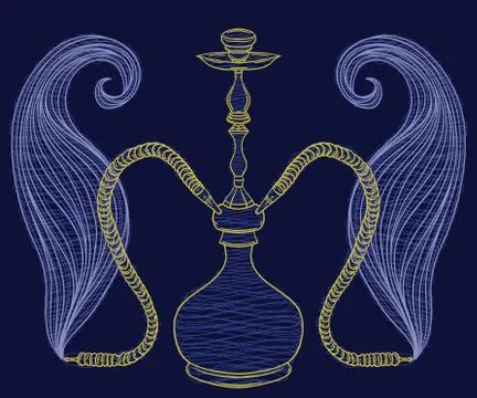 Hookah and smoke. Stock Illustration