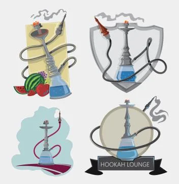 Hookah Art Icon Collection (vector Art) Stock Illustration