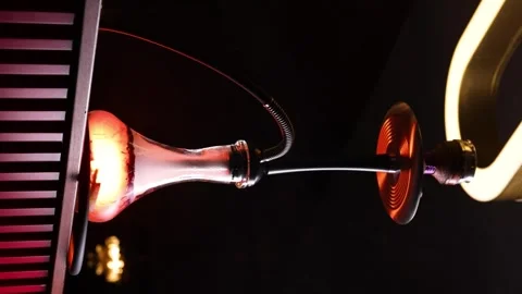 The hookah is on the bar a red hookah vertical video Stock Footage 263184985