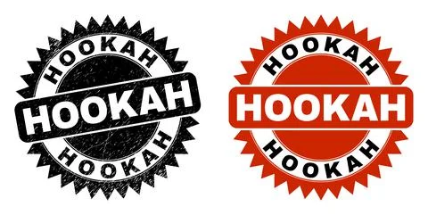 HOOKAH Black Rosette Watermark with Corroded Surface Stock Illustration