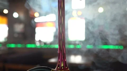 Hookah blowing smoke in slow motion Stock Footage 196146718