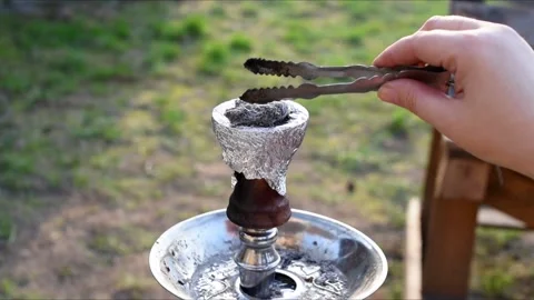 Hookah on blurred background Video stock 144311301