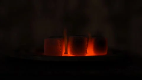 Hookah charcoal is ignited Stock Footage 171762443