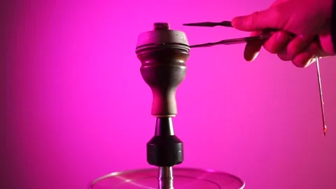 Hookah close up, calaud on a pink background Stock Footage 171762584