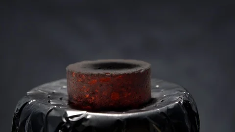 Hookah coal burns and turns into ashes. Close up.  time lapse video. Stock Footage 100659928