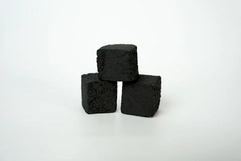 Hookah coal cubes isolated on white background Stock Photos
