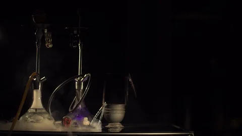 Hookah composition in the dark studio. T... | Stock Video