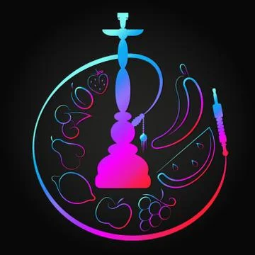 Hookah with different fruit flavors Stock Illustration