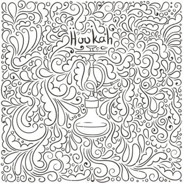 Hookah doodle illustration on patterned background Stock Illustration