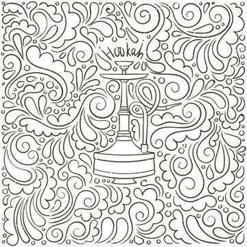 Hookah doodle illustration on patterned background Stock Illustration