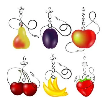 Hookah with fruit set Stock Illustration