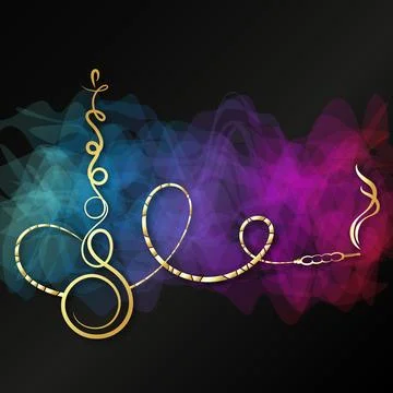 Hookah golden design for relaxation Stock Illustration