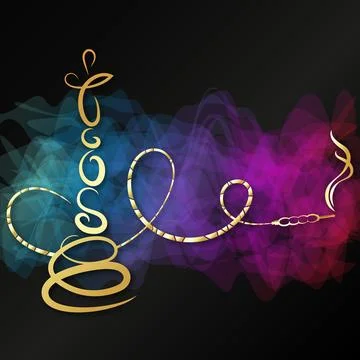 Hookah golden unique design Stock Illustration