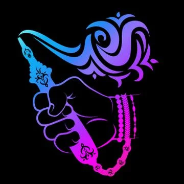 Hookah in hand color Stock Illustration