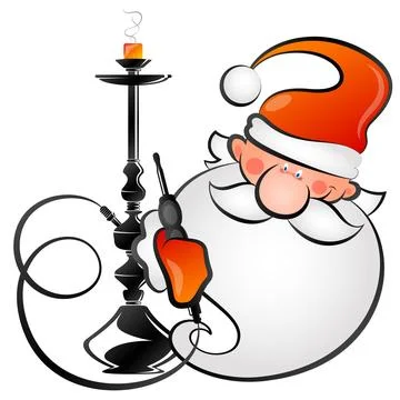 Hookah in the hand of santa Stock Illustration