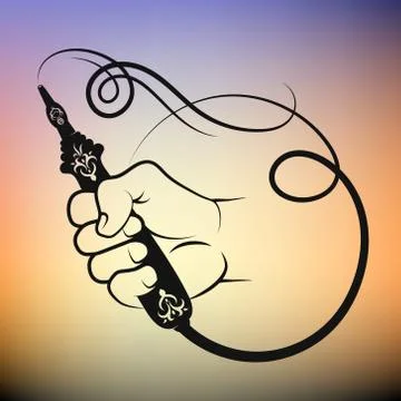 Hookah in hand symbol Stock Illustration