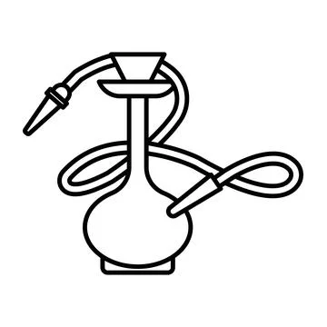 Hookah icon linear logo mark in black and white Stock Illustration