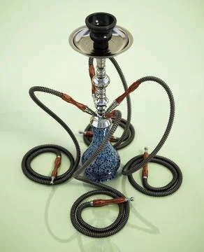 Hookah isolated on green background. 3D illustration Stock Illustration