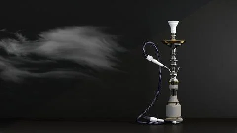 Hookah lit with light with smoke Stock Illustration