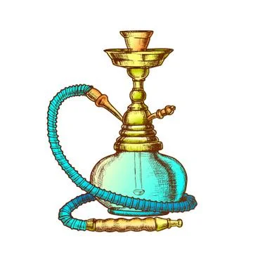 Hookah Lounge Bar Relax Equipment Vintage Vector Stock Illustration
