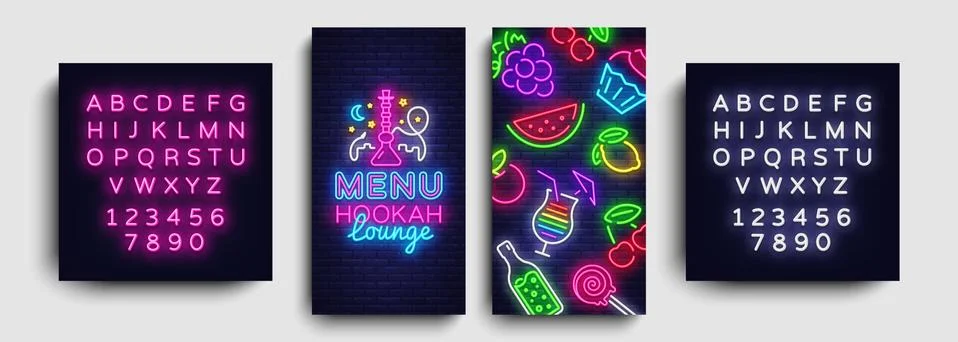 Hookah lounge menu design template vector. Hookah lounge typography modern trend Stock Illustration