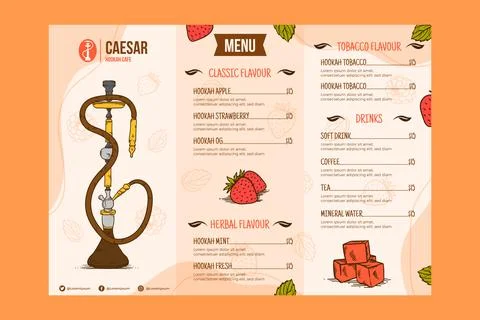 Hookah menu design template Stock Illustration