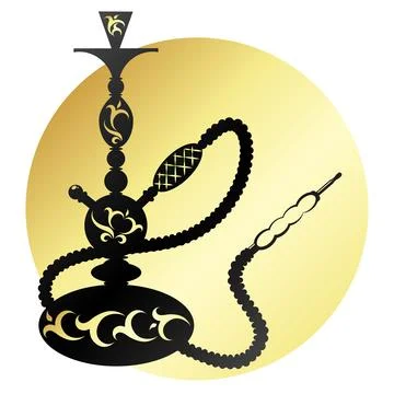Hookah with pattern and golden circle design Stock Illustration