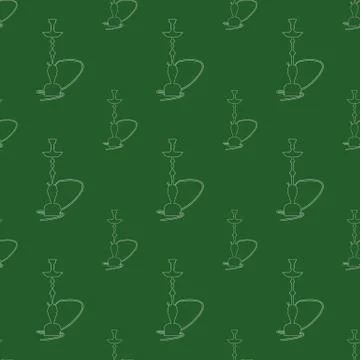 Hookah pattern seamless with line art style. Vector illustration. Stock Illustration
