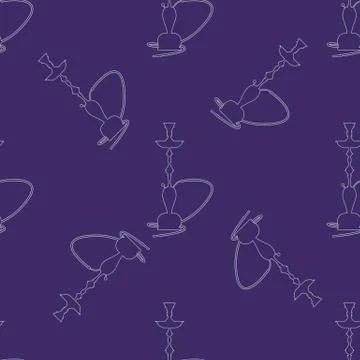 Hookah pattern seamless with line art style. Vector illustration. Stock Illustration