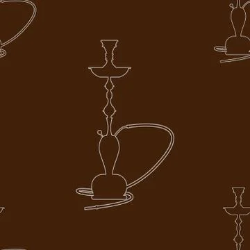 Hookah pattern seamless with line art style. Vector illustration. Stock Illustration