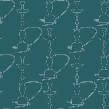 Hookah pattern seamless with line art style. Vector illustration. Stock Illustration