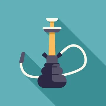 Hookah pipe casting long shadow on turquoise background Stock Illustration