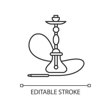 Hookah pixel perfect linear icon. Sheesha house. Assembled hooka body. Nargile Illustration