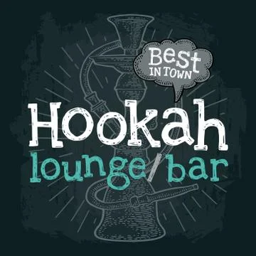Hookah with rays. Vector vintage engraved illustration isolated on dark Stockillustratie