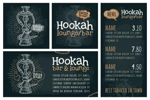 Hookah with rays. Vector vintage engraving illustration on dark Illustrazione stock