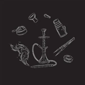 Hookah set black Stock Illustration