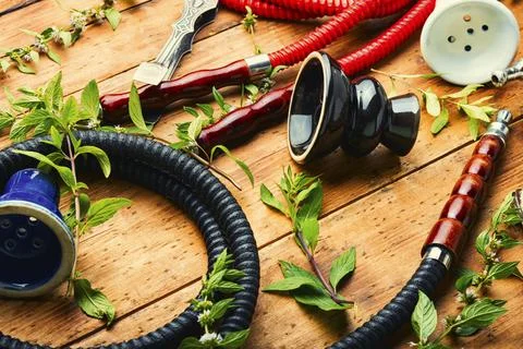 Hookah shisha with mint Stock Photos