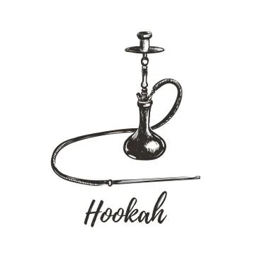 Hookah sketch hand drawing. Stock Illustration