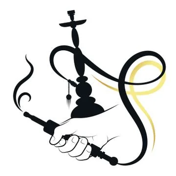 Hookah with smoke in hand Stock Illustration