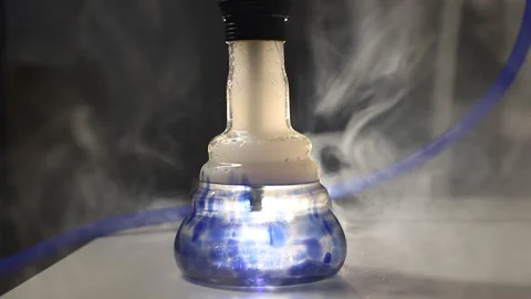 Hookah in smoke. hookah smoking, hookah flask. Stock Footage 283918328