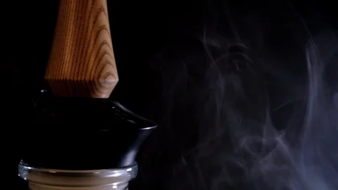 Hookah smoke out of the mine through the valve Stock Footage 124971574