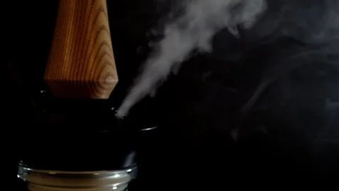 Hookah smoke out of the mine through the valve Stock Footage 124971602