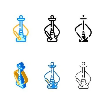 Hookah smoking color icon vector clean flat Stock Illustration