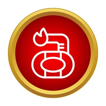 Hookah smoking device line icon on red background Stock Illustration