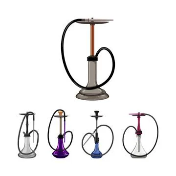 Hookah smoking instrument collection with different designs Stock Illustration