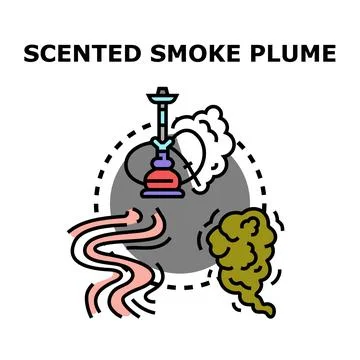Hookah smoking producing aromatic flavored smoke plume Stock Illustration
