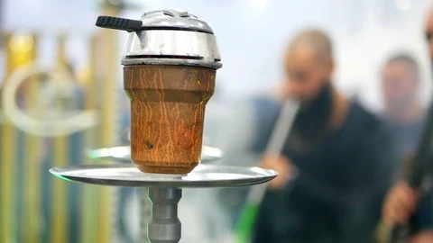 Hookah smoking shisha bowl Stock Footage