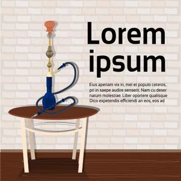 Hookah On Table Over Background With Copy Space Arab Tabacco Smoke Concept Ilustração Stock
