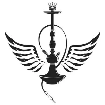 Hookah unique design with wings Stock Illustration